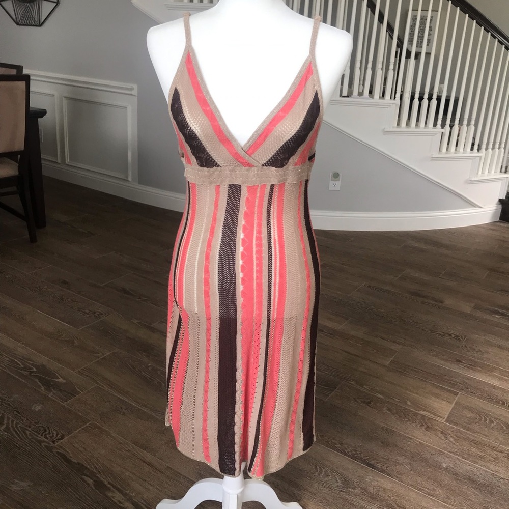 Arden B Coral & Gold Knit Dress
